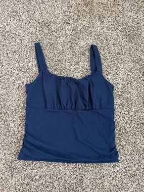 LOFT Navy Ruched Square-Neck Camisole